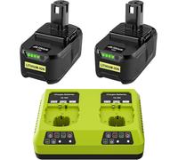 MEVRONISSHOP-2X 5500mAh Batteries Rechange pour Ryobi 18V One+ et 1 Chargeur Double Port Compatibles avec Ryobi P108, RB18L50, RB18L40, P189, P102, P107, RB18L25, RB18L20, RB18L13, RB18L15