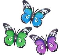Mevronisshop-3 Pièces Grandes Décorations De Jardin Papillon En Métal Extérieur Papillon En Métal D'art Mural Extérieur Pour Murs Extérieurs Clôtures, 27 X 22 Cm (Bleu, Vert Et Violet)