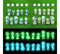 Mevronisshop-30 Pcs Résine Princesse Mononoke Figurine, Luminous Kodama, Lumineux Figurines Elfes Des Arbres, Arbre Elfe, Kodama Phosphorescent, Pour Micro Paysage Jardin Patio (Bleu+Vert)