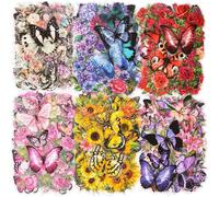 Mevronisshop-300 Pièces Autocollants Papillons Stickers Fleurs, Étanche Papillon Autocollant Fleur Autocollant Scrapbooking Transparent Autocollant Fleurs Et Papillon Pour Diy Journal, Album Photo, A