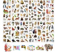 Mevronisshop-3d Animaux Stickers, 12 Feuilles Gommettes, Récompense Pour Adolescents Connaissant Le Monde Animal Réel