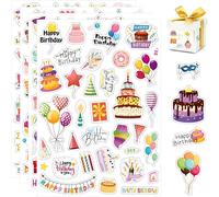 Mevronisshop-4 Pièces Autocollant Scrapbooking Anniversaire,Fête Autocollants Décoratifs,Happy Birthday Stickers Aesthetic,Stickers Ordinateur Portable,Sticker Anniversaire,Autocollant Album Photo Be