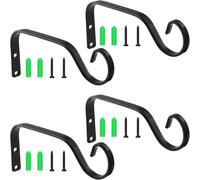 MEVRONISSHOP-4 Pièces Suspension Plante Exterieur, Support pour Plantes Dintérieur en Fer, Porte Plante Mural avec Accessoires de Fixation pour Pots de Fleurs, Nichoirs et aAppliques, Noir