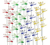 MEVRONISSHOP-40 PCS Libellule de Jardin Ornements de Jardin, Piquets de Libellules de Papillons de Jardin, Libellules avec Bâtonnets pour Décoration de Plante, Terrasse Patio, Décoration de Jardin