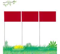 Mevronisshop-42pcs 5,1×7,6cm Drapeaux De Marquage Avec Poteau En Acier De 35cm Vinyle Plantés Marquage Drapeaux Pour Publics Souterrains Industriels Les Égouts L'aménagement Paysager L'arpentage(Roug