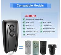MEVRONISSHOP-433,92MHz Telecommande Compatible avec EcoStar RSC2-433 RSE2-433, RSZ1-433,2 Canaux Télécommande pour Hormann EcoStar Liftronic 500/700/800, Portronic D2500/D5000/S4000 (Lot de 2)