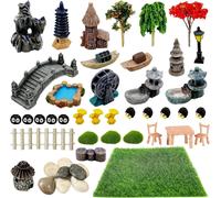 MEVRONISSHOP-44 PCS Mini Zen Accessoires de Jardin, Accessoires de Jardin Féerique, Kit Miniature Jardin pour Décoration de Maison de Poupée, Mini Jardin