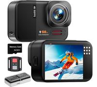 MEVRONISSHOP-4K 60FPS 48MP Camera Sport, 50FT caméra étanche Waterproof, 8X, Grand Angle de 170° EIS stabilisation Casque avec Carte 64GB, WiFi Batterie de la caméra d'action et kit d'accessoires (co