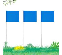 Mevronisshop-5.1×7.6cm 42pcs Drapeaux De Marquage Avec Poteau En Acier De 35cm Vinyle Plantés Marquage Drapeaux Pour Publics Souterrains Industriels Les Égouts L'aménagement Paysager L'arpentage (Ble