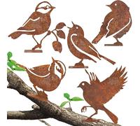 MEVRONISSHOP-5 PCS Oiseaux Decoratifs rouillé Oiseau Decoration Deco Jardin Exterieur rouillée Metal Bird pour Décoration de Tronc de Branche d'arbre pour Patio Parc et Clôture