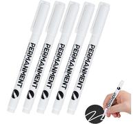 Mevronisshop-5 Pièces Marqueur Blanc Permanent, Stylo Blanc Imperméable Et Séchage Rapide, Pour Bois, Pierre, Plastique, Cuir, Verre, Métal, Toile, Céramique