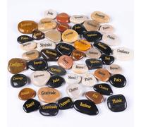 Mevronisshop-50 Pierres Gravées Message Chanceuse Inspirant, Cadeau Avec Gravure Inspiration Mot, Jardin Décoratifs Galets, Bonheur Et Encouragement (Lot De Gros, Mots Assortis, 5-8 Cm)