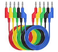 MEVRONISSHOP-5pcs 4mm Câble de test en silicone souple banane à fiche banane pour multimètre longueur 1M,1000V/15A