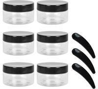 Mevronisshop-6 Pièces 100ml Bocal Plastique Transparent Avec Couvercle Mini-Spatules, Bocal Rondes Vides Et Réutilisables, Pot Plastique Transparent, Contenant Cosmetique Vide Pour Voyage, Crèmes, Ma