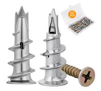 Mevronisshop-60 Pcs Chevilles Pour Placoplatre, Cheville Queue De Cochon, M4 Chevilles Pour Plaques De Plâtre Avec Vis Autoforeuse, Chevilles Autoperceuses En Métal Pour Plaques De Plâtre Béton Briqu
