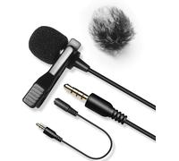 MEVRONISSHOP-6M Micro Cravate avec Bonnette Anti-Vent , LVM3 Lavalier Lapel Microphone pour Appareil Photo Sony Nikon Canon Caméscopes Caméras Vidéo, Apple iPhone Android Smartphone PC