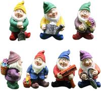 MEVRONISSHOP-7 Pièces Nains de Jardin, Statue Gnomes Fée Miniature, Ornements Figurine Nains Mignons, pour Décoration de Table et Jardin pour Vacances