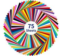 Mevronisshop-75 Packs Feuilles De Vinyle Adhésif 30,48 X 30,48 Cm - 38 Couleurs Assorties (Mat & Brillant) Pour La Plupart Des Types De Machines De Découpe, Autocollant De Voiture