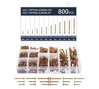 MEVRONISSHOP-800 Pcs Vis à Bois Autotaraudeuses - Tête Plate Phillips, Autoperforante en Acier Au Carbone Ultra Dur, Zinc Coloré - Parfait Pour