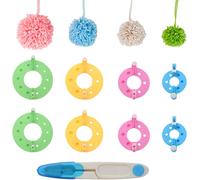Mevronisshop-9 Pièces Outils De Fabrication De Pompons, Pompom Maker Set, Avec 8 Outils De Tricotage Et 1 Ciseaux, 4 Tailles (3.5/5.5/7 Et 9 Cm), Pom Pom Kit Pour Pompons Loisirs Creatifs