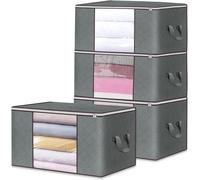 Mevronisshop-90l Lot De 4 Rangement Vetement, Boite Rangement Déménagement Bac De Rangement, Non-Tissé Boîte De Rangement Sous Lit Pliable, Réutilisables Sac Rangement Vêtements, Sacs De Voyage