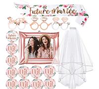 MEVRONISSHOP-Accessoire Enterrement De Vie De Jeune Fille, Badge Future Mariée Badge EVJF Echarpe Future Mariée Kit EVJF Accessoire Bride Accessoires - Team Bride EVJF