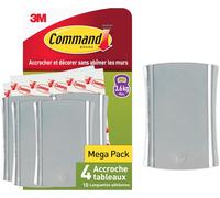 MEVRONISSHOP-Accroche Universelle Adhésive pour Tableaux, Grand Modèle, Argenté - 4 Crochets et 10 Grandes Languettes, 3,6 kg - Accrochage Sans Dommage