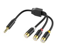 MEVRONISSHOP-Adaptateur AV, Adaptateur D'entrée 3 RCA vers 3,5 mm Compatible avec Téléviseurs Sony, Lecteurs DVD, consoles de Jeux, Longueur de Câble de 20 cm, pour une Connexion Audio et Vidéo Clair