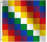 Mevronisshop-Aimara Wiphala Qullasuyu Drapeau Tribal Andin 91,4 X 91,4 Cm Grand Double Face, Tissu Satiné 100d Pour Extérieur Et Intérieur, 91,4 X 91,4 Cm, Bannière Drapeau Bolivien, Décoration De Ma