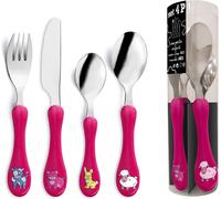 Mevronisshop-Amefa - Tube 4 Couverts Pour Enfants - Enfant - Acier Inoxydable 18/0, Finition Brillante - Rose Fushia