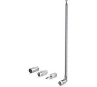 MEVRONISSHOP-Antenne Radio Dab FM Télescopique Antenne Chaine HiFi Interieur 115cm 75 Ohm Metal Compatible avec Poste Radio Portable Tuner Récepteur Stéréo Steepletone Tivoli Pioneer Onkyo Denon Pure