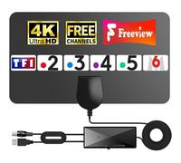MEVRONISSHOP-Antenne TV Intérieure HD 2026 ¿ Réception TNT Ultra-Stable, Installation Facile, Compatible Smart TV & TV HD, Amplifiée pour Chaînes Locales et Nationales, Ultra-Fine & Design Moderne