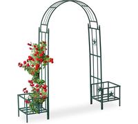 Mevronisshop-Arcade De Rosiers, Pergola Plantes Grimpantes, 2 Bacs Jardinière, Hxlxp 226 X 204 X 45 Cm, Vert Foncé