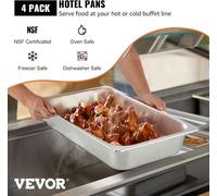 Mevronisshop-Bac Inox Alimentaire Lot De 4 Plats À Four En Acier Inoxydable 13l Épaisseur 0,8mm Bac Poli Rectangulaire Effet Miroir Aliments Chauds Et Froids Pour Cuisine De Restaurant Gril Gâteaux