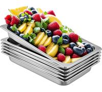 Mevronisshop-Bac Inox Alimentaire Lot De 6 Plats À Four En Acier Inoxydable 8,5l Épaisseur 0,8mm Bac Poli Rectangulaire Effet Miroir Aliments Chauds Et Froids Pour Cuisine De Restaurant Gril Gâteaux