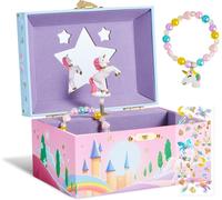 MEVRONISSHOP-Boîte à bijoux musicale pour fille, cadeau licorne pour fille de 4, 5, 6, 7 ans, jouet licorne rotative pour enfants, boîte à musique, cadeau avec miroir et bracelets licorne