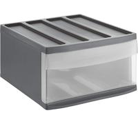 MEVRONISSHOP-Boîte à tiroirs Systemix 1 tiroir, plastique (PP) sans BPA, anthracite/transparent, L (39,5 x 34 x 20,3 cm)