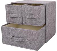 Mevronisshop-Boîte De Rangement En Tissu Bacs De Rangement Avec Poignée Organisateur De Tiroir Avec Couvercle Bacs De Rangement Pliants Boîte Pour Chaussettes, Sous-Vêtements, 1 Big + 2 Small Drawers