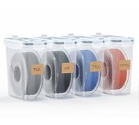 MEVRONISSHOP-Boîte de rangement pour filament - Lot de 4 conteneurs de filament pour impression 3D - Scellage et protection - Rangement portable avec dessicants et étiquettes - Étanche à l'eau et à l