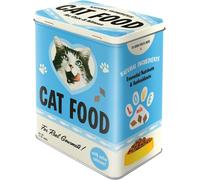 Mevronisshop-Boîte Rétro L, Cat Food Mix ¿ Idée De Cadeau Pour Propriétaires De Chats, Grande Récipient Métallique, Design Vintage, 3 L