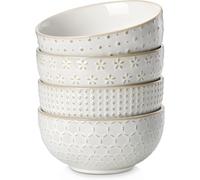 Mevronisshop-Bol Petit Dejeuner En Grès, 880ml Grand Bols À Céréales, Lot De 4 Bols À Soupe/Blanc Saladiers Pour Dessert, Salade, Ramen, Riz, Fruits - Série Lydia