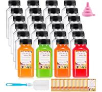 Mevronisshop-Bouteille Sensorielle Vide 24 Pièces, Petite Bouteille Plastique 180ml, Mini Bouteille Plastique Shot Bouteille, Bouteille Shot Gingembre Vide Livré Avec Brosse Entonnoir Et Étiquette