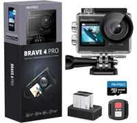 Mevronisshop-Brave 4 Pro Caméra Sport 4k Avec Carte Mémoire Microsdxc 64 Go, 20mp Wifi Action Caméra Sous-Marine 40m Stabilisateur Avec Écran Tactile Grand Angle Zoom 5x Télécommande Kit D'accessoire