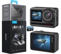 MEVRONISSHOP-Brave 8 Caméra Sport 4K 60FPS Etanche 60M Caméra d'action 48MP WiFi sous Marine Action Cam avec stabilisation SuperSmooth Écran Tactile Grand Angle Zoom 8X 16X Slo-mo 2 Batteries 1550mAh