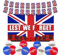 Mevronisshop-Buscando Ensemble De Drapeaux Commémoratifs Pour Le Jour Du Souvenir - Décorations Du Jour Du Souvenir Du Royaume-Uni - Bannière De Ballons De Commémoration - Accessoires D'extérieur Et