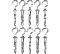 MEVRONISSHOP-C57884 - Lot de 10 - Cheville à expansion Ø8x38 mm avec crochet gond piton vis M4 - pour plaques de plâtre corps creux cloison sèche - en acier - finition zingué Cr3+