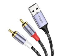 MEVRONISSHOP-Câble Audio RCA vers USB, USB 2.0 vers 2RCA Mâle Y Splitter Cable en Nylon Tressé, Stéréo Convertisseur de Câble Audio Avec HiFi Compatible avec Amplificateur, Home Cinéma, PS5