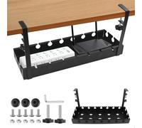 MEVRONISSHOP-Cable Management Bureau, Rangement Cable, Support Cable Bureau sans Perçage, Organisateur De Cable Convient Aux Tables Dont L'Épaisseur du Plateau Est Comprise Entre 0.6 et 4 Cm, Métal,