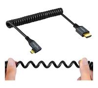 MEVRONISSHOP-Câble Spiralé Micro HDMI vers HDMI 90° degrés, HDMI Mâle vers Micro HDMI Mâle Angle Droit torsadé Supporte 3D/4K 60Hz 1080p(0,3M-1,5M)