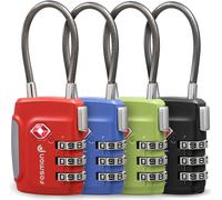 Mevronisshop-Cadenas Code Tsa Pour Bagages 4 Couleurs, Cadenas Câble À 3 Chiffres Pour Valise, Sac De Voyage, Casier, Etc. Lot De 4 Cadenas ¿ Rouge, Bleu, Vert, Noir